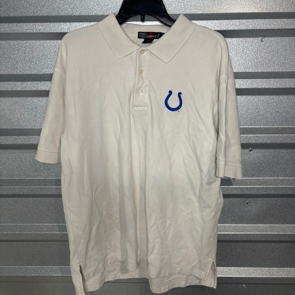 Pro Celebrity Polo Shirt Men's XL White 100% Cotton Horseshoe Logo